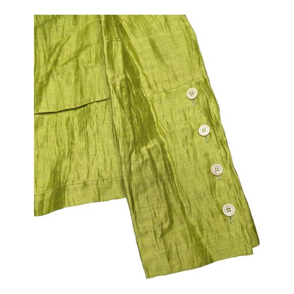 Vtg Y2K Kuhlman Lime Green Linen Blend Mandarin Collar Jacket IT 48 US 12 L - Picture 3 of 5